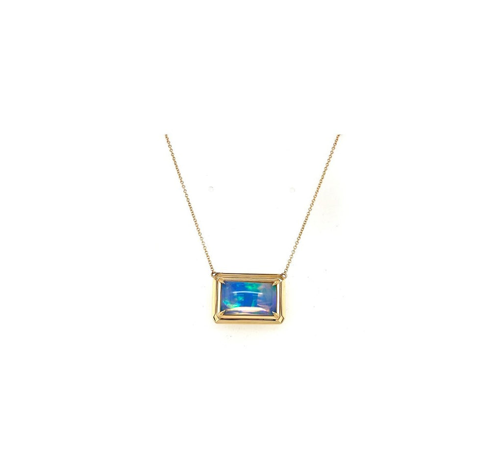 Square opal store necklace